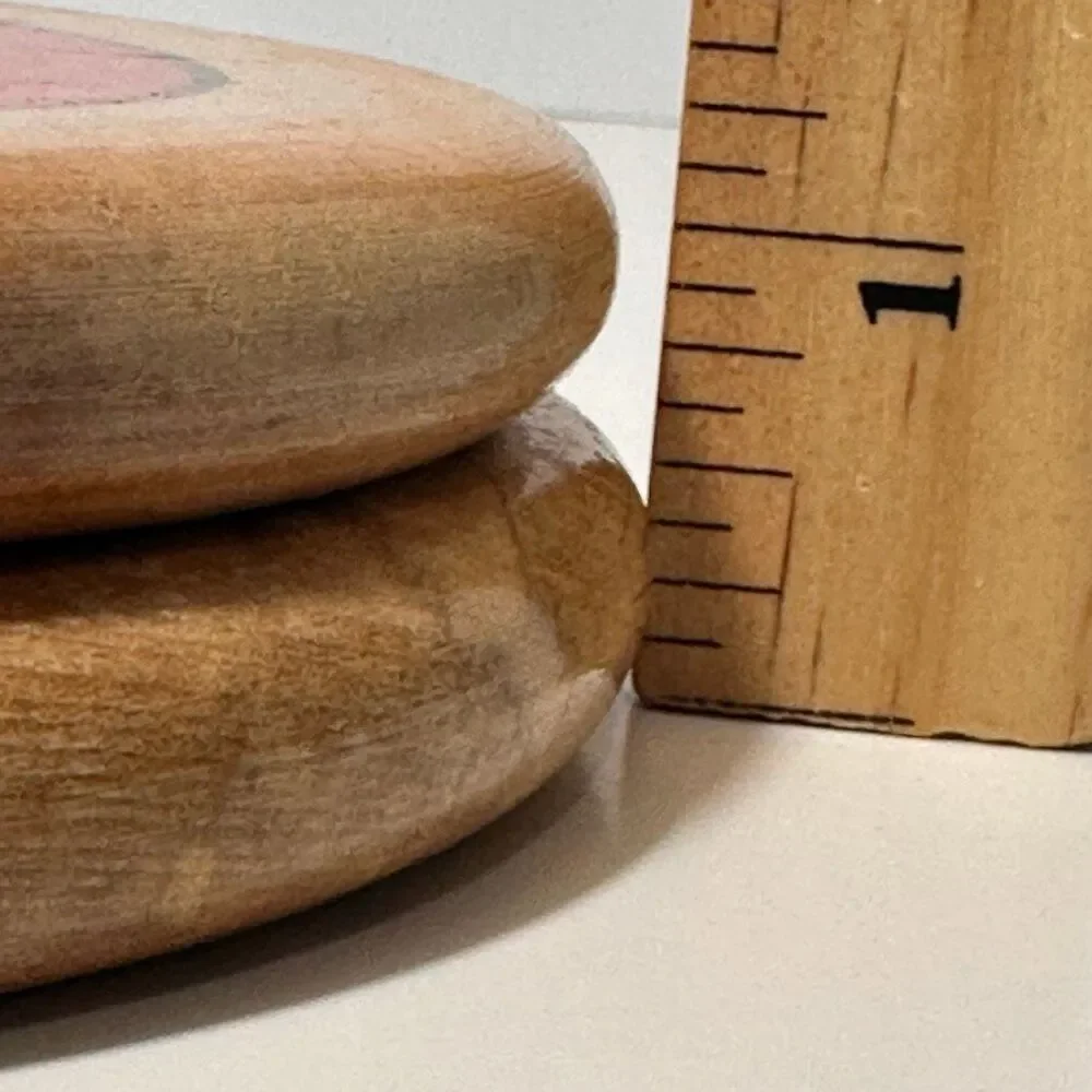 Vintage Wooden Hamburger Patty Press with a Hand Painted Chef